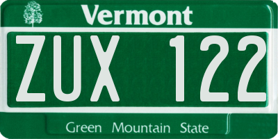 VT license plate ZUX122