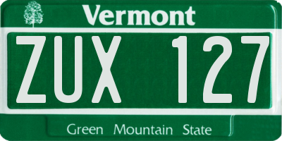 VT license plate ZUX127