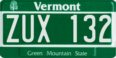 VT license plate ZUX132