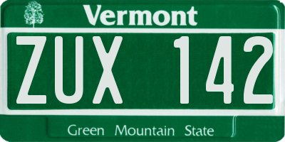 VT license plate ZUX142