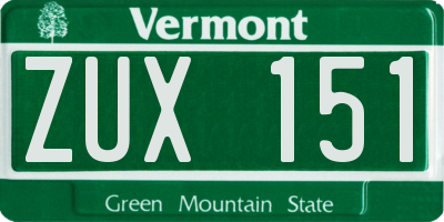 VT license plate ZUX151