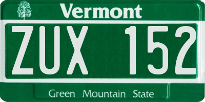 VT license plate ZUX152