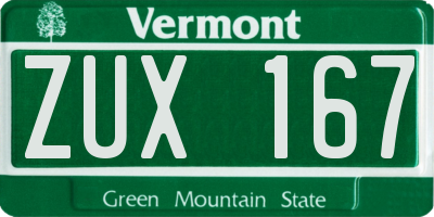 VT license plate ZUX167
