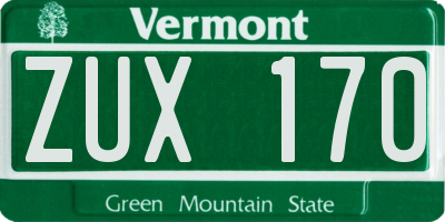 VT license plate ZUX170