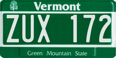 VT license plate ZUX172
