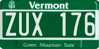 VT license plate ZUX176