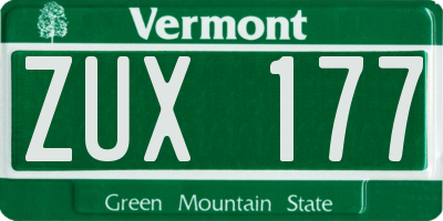 VT license plate ZUX177