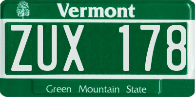 VT license plate ZUX178