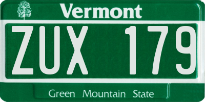 VT license plate ZUX179