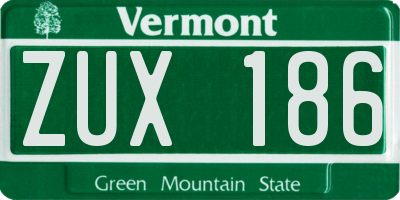 VT license plate ZUX186