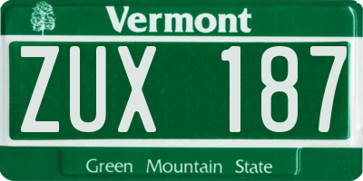 VT license plate ZUX187