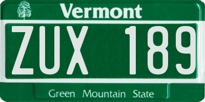 VT license plate ZUX189