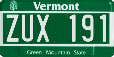 VT license plate ZUX191