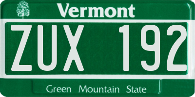 VT license plate ZUX192