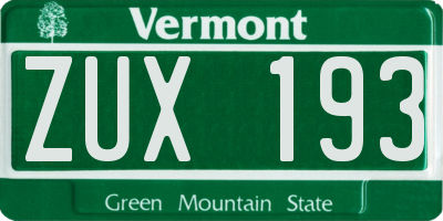 VT license plate ZUX193