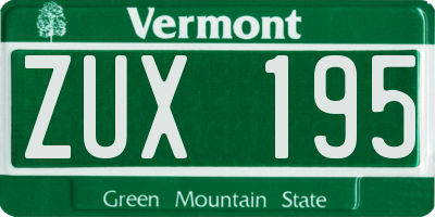 VT license plate ZUX195