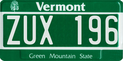 VT license plate ZUX196