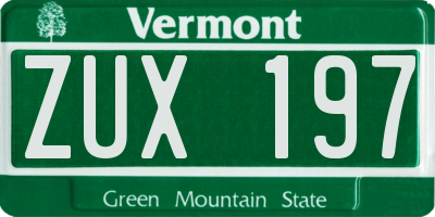 VT license plate ZUX197