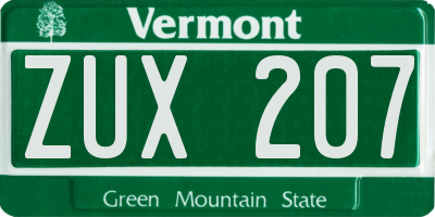 VT license plate ZUX207