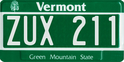 VT license plate ZUX211
