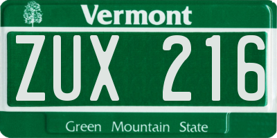 VT license plate ZUX216
