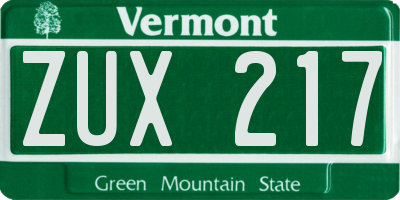 VT license plate ZUX217