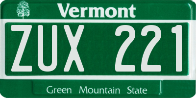 VT license plate ZUX221