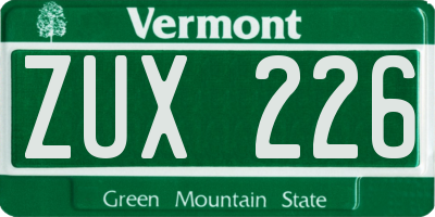 VT license plate ZUX226