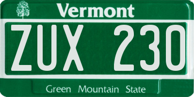 VT license plate ZUX230
