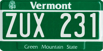 VT license plate ZUX231