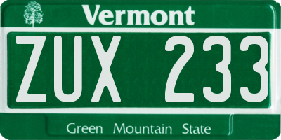 VT license plate ZUX233