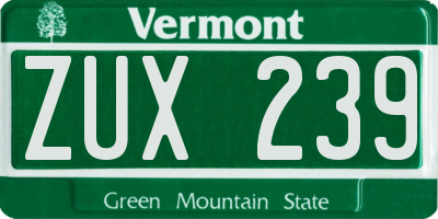 VT license plate ZUX239
