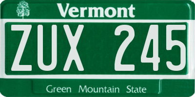 VT license plate ZUX245