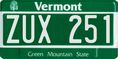 VT license plate ZUX251