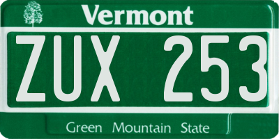 VT license plate ZUX253