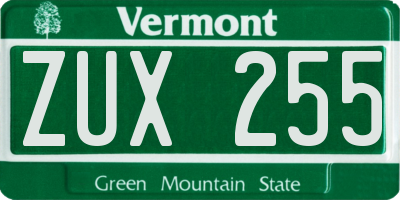 VT license plate ZUX255
