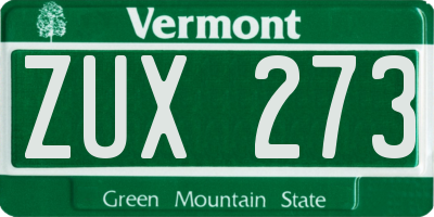 VT license plate ZUX273