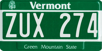 VT license plate ZUX274