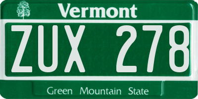 VT license plate ZUX278