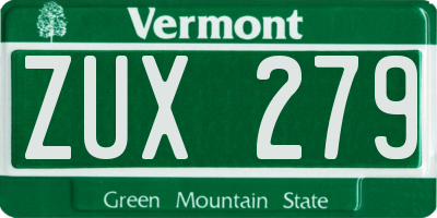 VT license plate ZUX279