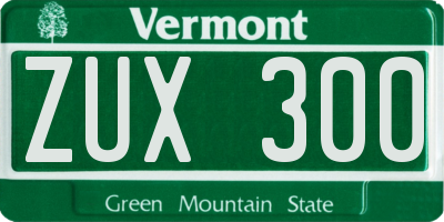 VT license plate ZUX300