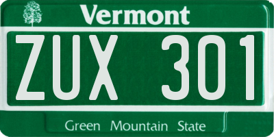 VT license plate ZUX301