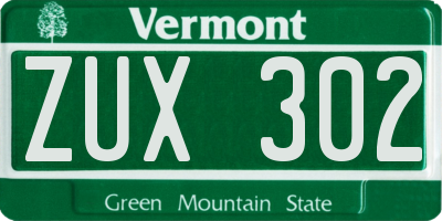 VT license plate ZUX302