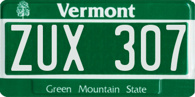 VT license plate ZUX307