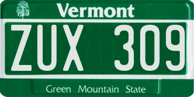 VT license plate ZUX309
