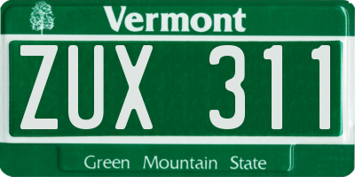 VT license plate ZUX311