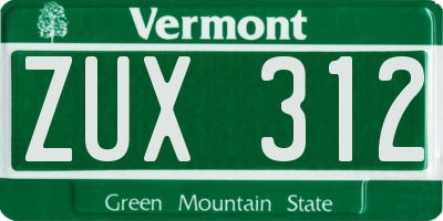 VT license plate ZUX312