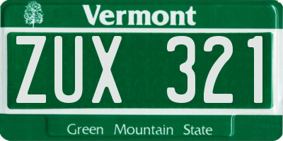 VT license plate ZUX321
