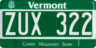VT license plate ZUX322