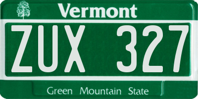 VT license plate ZUX327